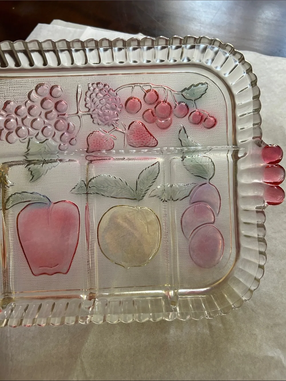 Vintage Rainbow Mist 5-Part Divided Relish Dish by Indiana Glass NIB Item 2939